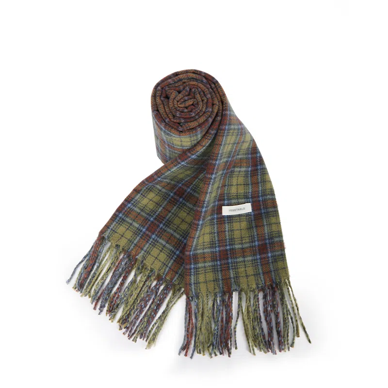 纳兰杜 长款流苏氛围感防风防寒 绒线围巾 女款 绿色