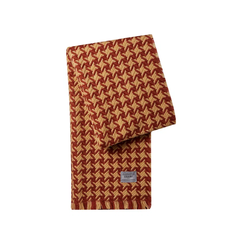 纳兰杜 围脖 千鸟格小清新针织高级感时尚潮流氛围感穿搭 绒线围巾 女款