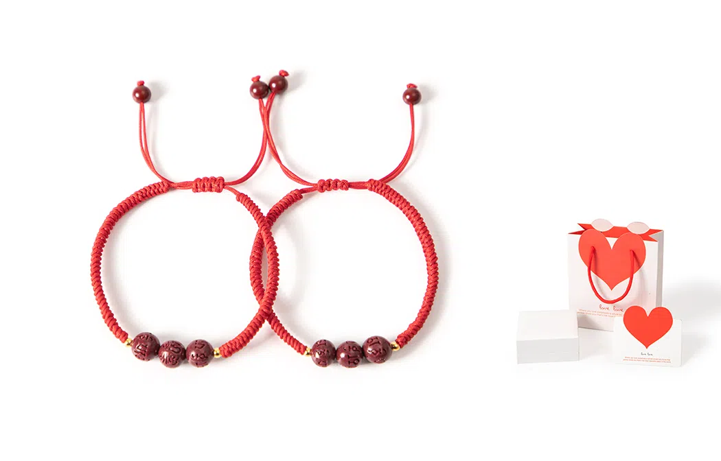 白卷 好运手链 手工编织 朱砂 聚酯纤维 手链 男女同款情侣款