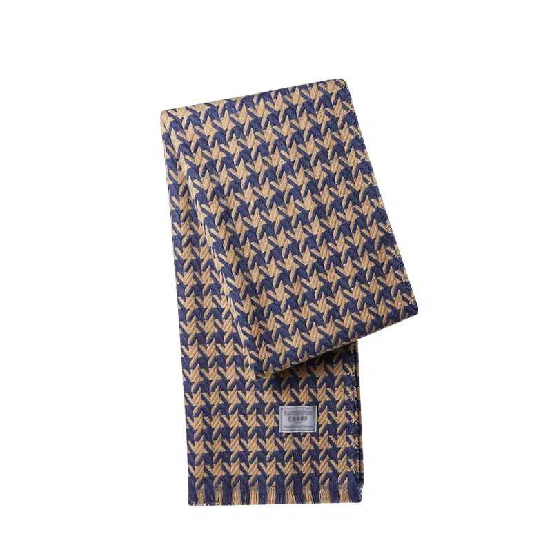 纳兰杜 围脖 千鸟格小清新针织高级感时尚潮流氛围感穿搭 绒线围巾 女款