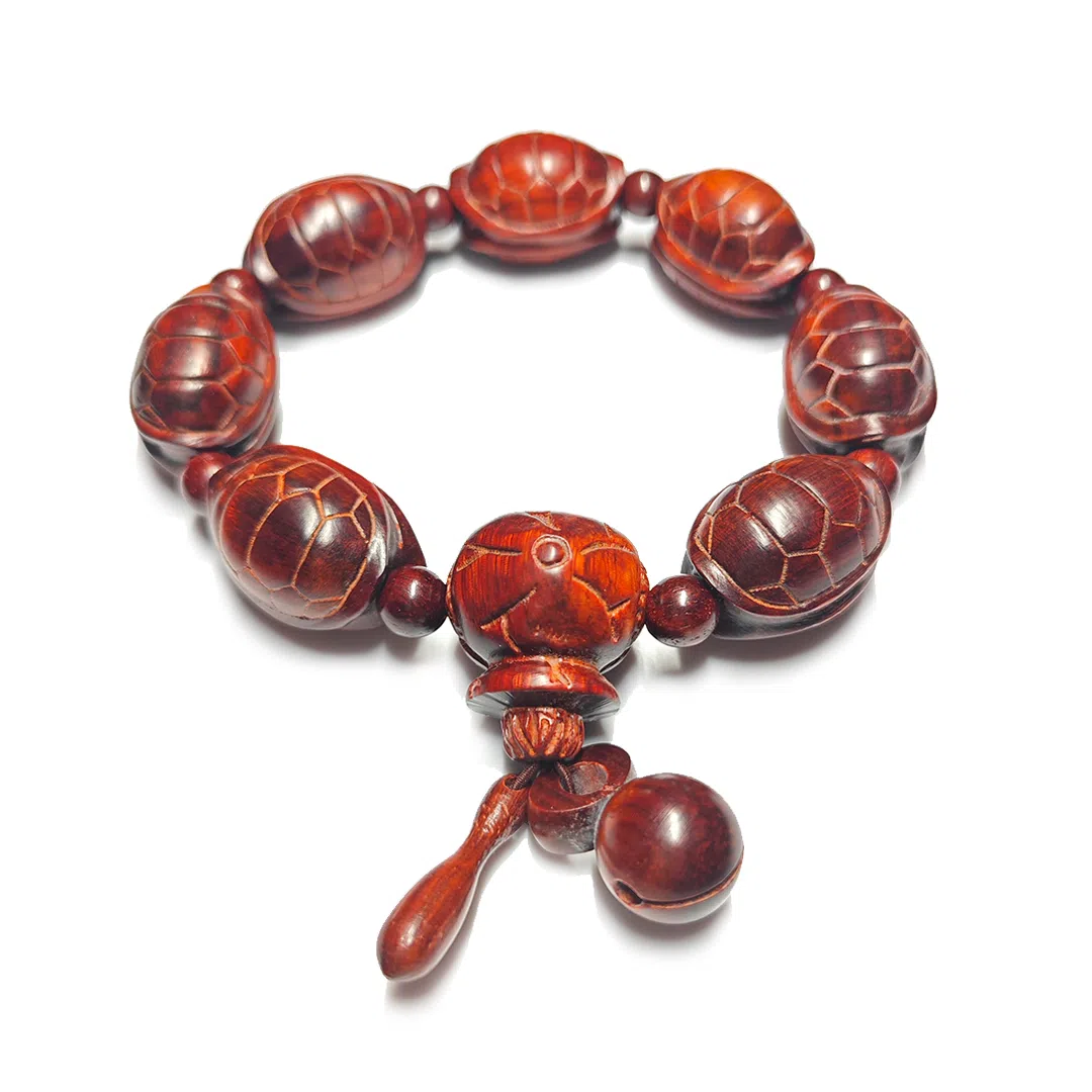 冠莎 精工雕刻正浓阳红高油高密佛珠 招财进宝纳福富甲天下福卦 国风善财转运文玩 紫檀属 木作手串 男女同款情侣款