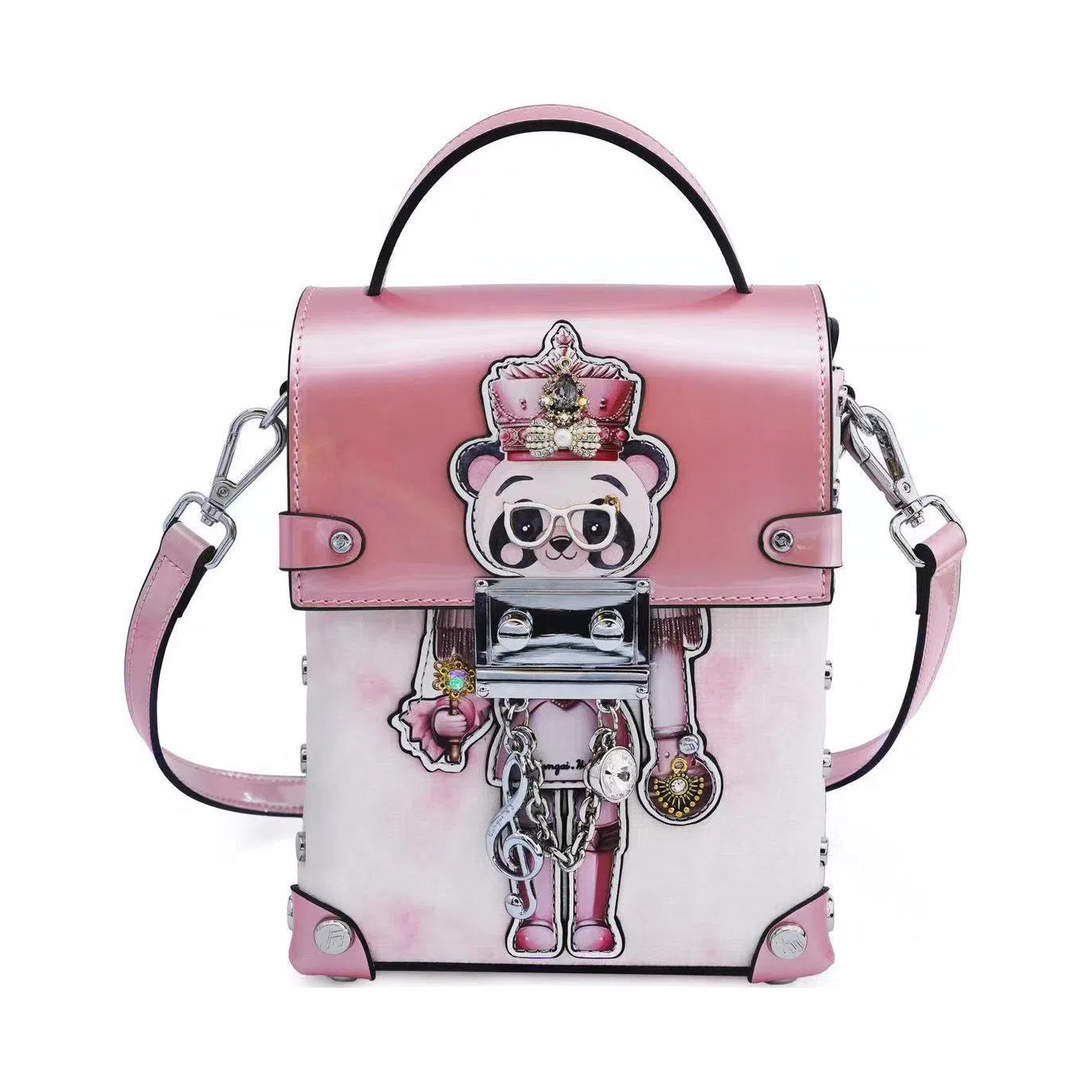 蒽薆 小熊 牛皮拼超纤 手机包 女款 银蓝色