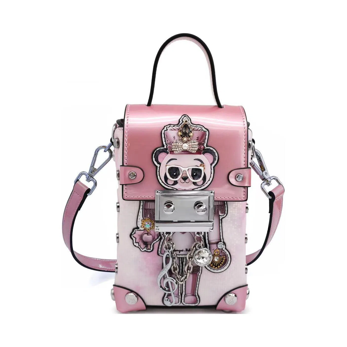 蒽薆 小熊 牛皮拼超纤 手机包 女款 银蓝色