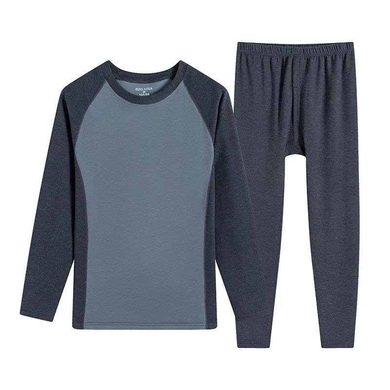 贴身领域 青少年德绒初中高中学生秋衣秋裤棉毛衫内衣保暖套装 男款