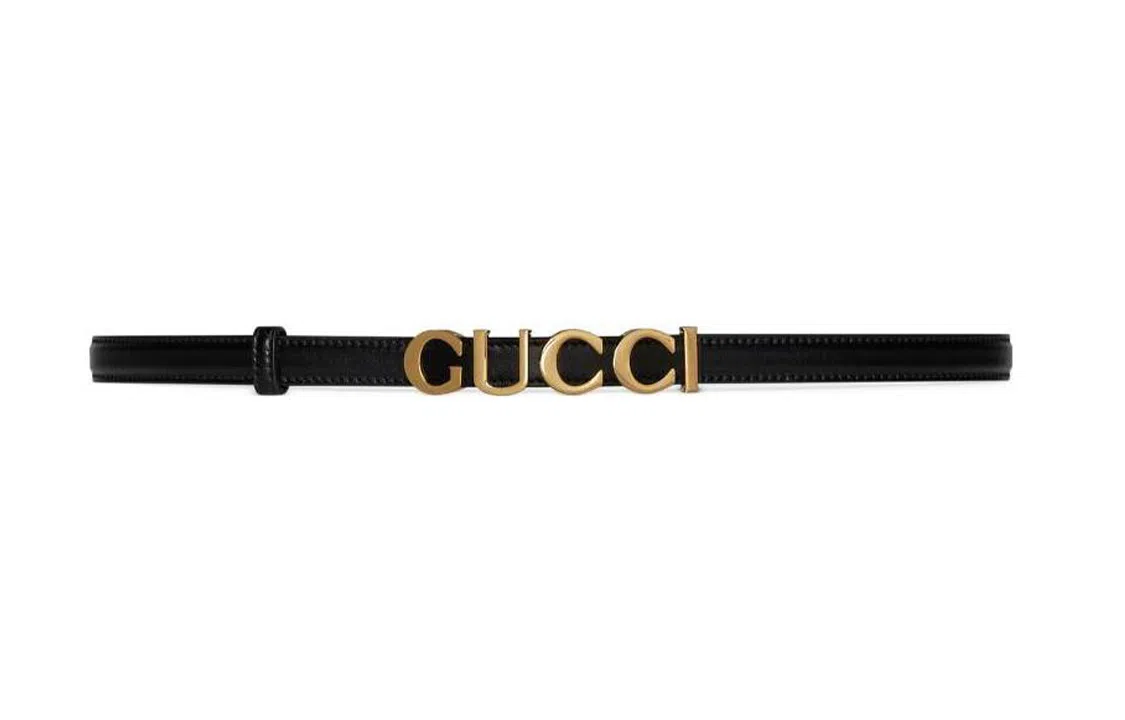 Gucci Logo Leather Belt Black