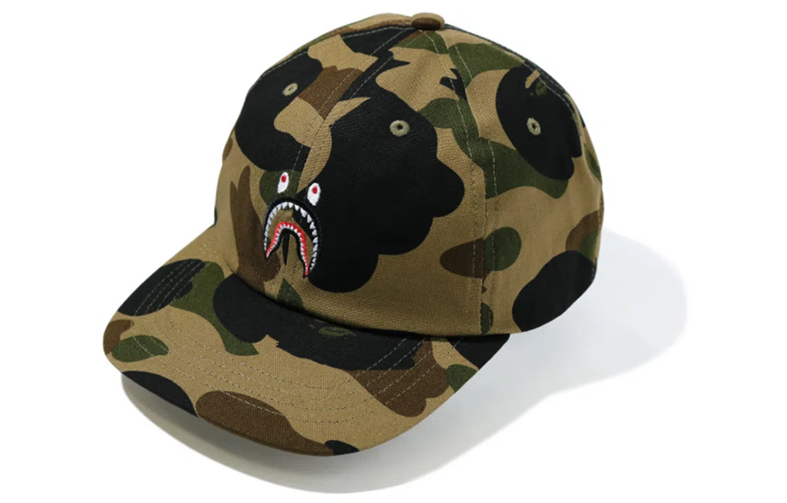 A BATHING APE Shark WGM Camo Cap Green