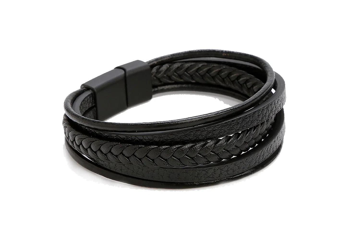 若觅 皮革编 黑色 深棕色 皮革 手环 手链 男款
