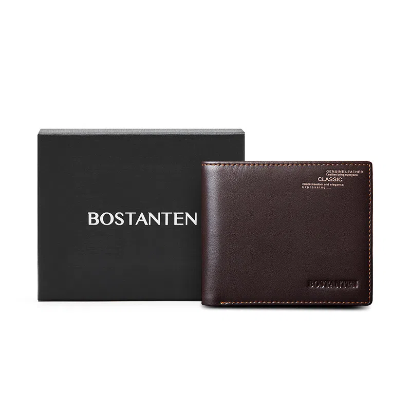 波斯丹顿 钱包男士真皮短款实用男友横款男士皮夹敞口