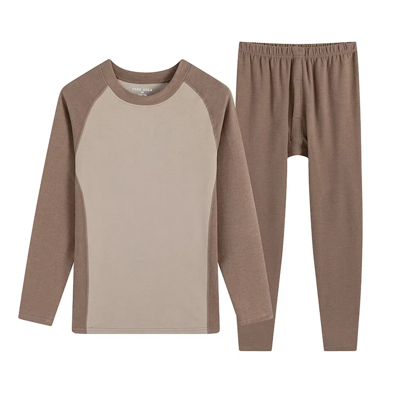 贴身领域 青少年德绒发热内衣初中高中学生秋衣秋裤棉毛衫保暖套装 男款