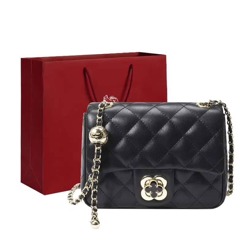 Oldman Head Casual Leather Shoulder Bag Black