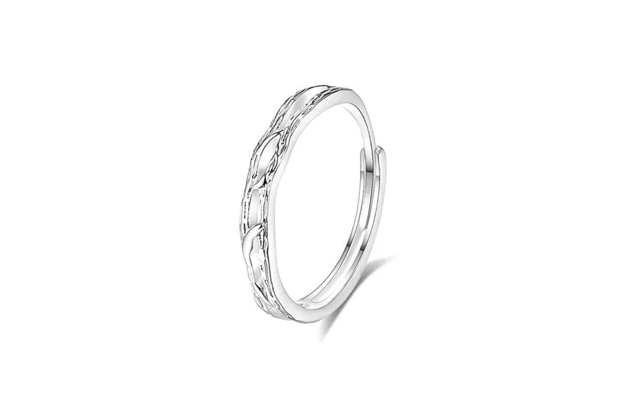 牧言 冷淡风简约小众设计高级感 镂空交织树枝荆棘花环对戒可调节指环 合金 连理枝戒指 男女同款情侣款