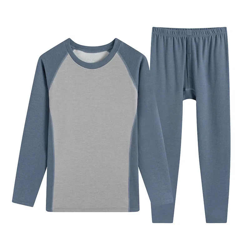 贴身领域 青少年德绒发热内衣初中高中学生秋衣秋裤棉毛衫保暖套装 男款