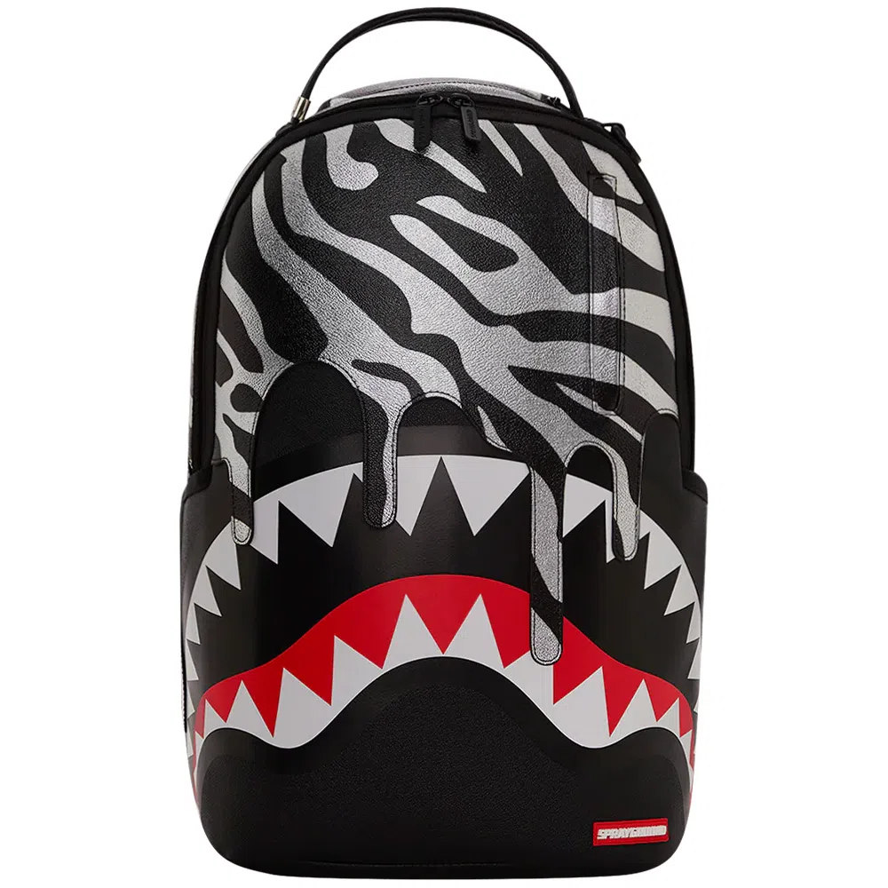 Sprayground Shark Logo Zebra Backpack Black