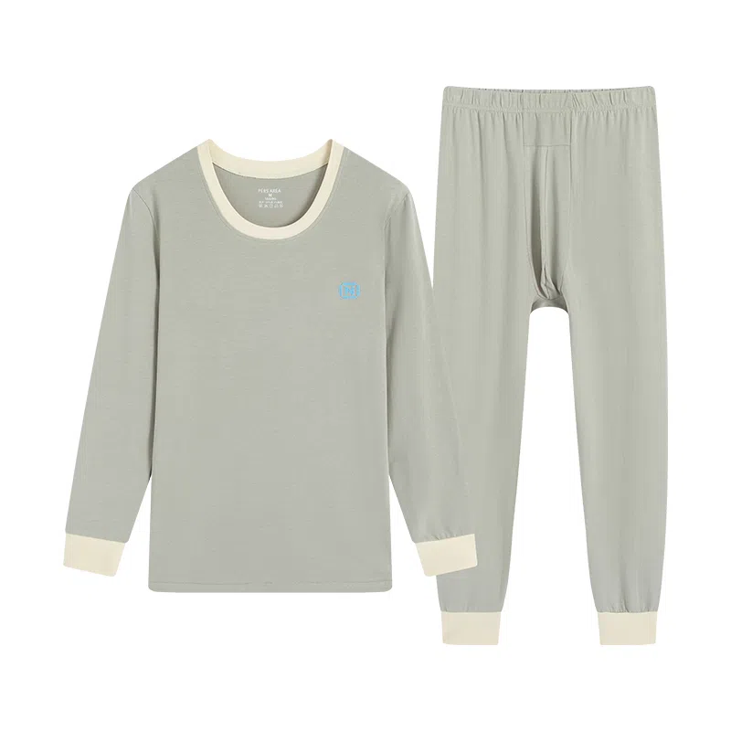 贴身领域 纯棉青少年秋衣秋裤初高中学生内衣保暖套装 男款