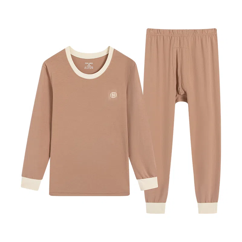 贴身领域 纯棉青少年秋衣秋裤初高中学生内衣保暖套装 男款