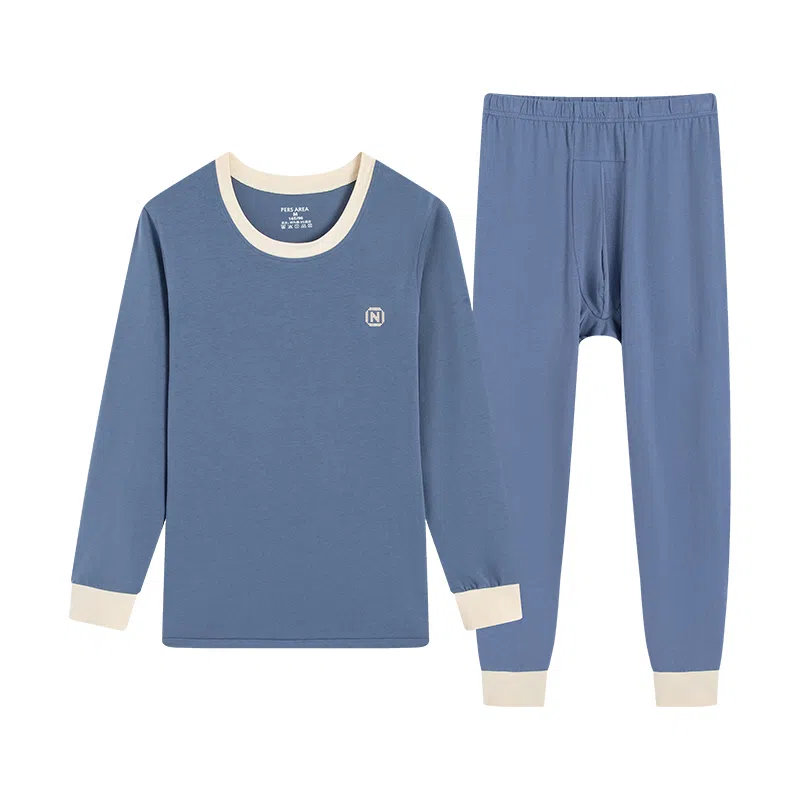 贴身领域 纯棉青少年秋衣秋裤初高中学生内衣保暖套装 男款