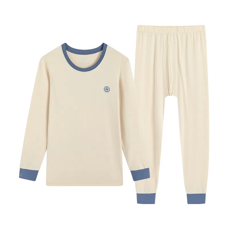 贴身领域 纯棉青少年秋衣秋裤初高中学生内衣保暖套装 男款