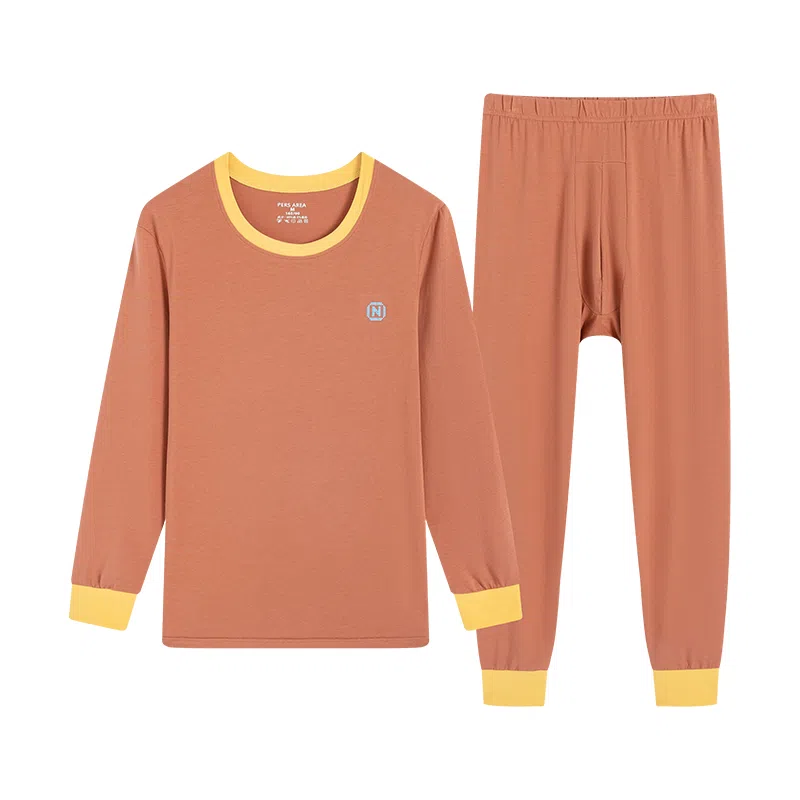 贴身领域 纯棉青少年秋衣秋裤初高中学生内衣保暖套装 男款