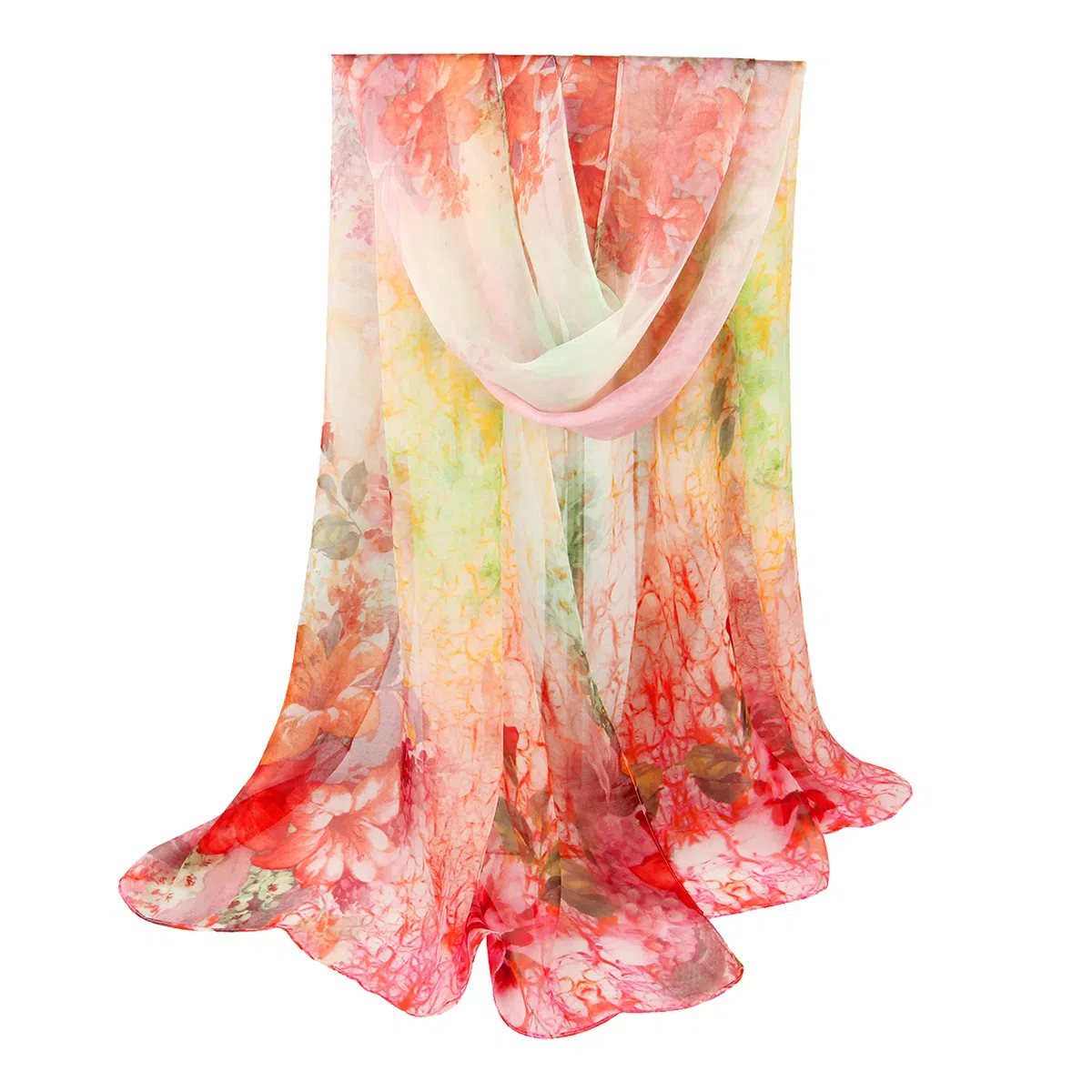 上海故事 春花秋月喷绘真丝长巾 桑蚕丝 丝巾 女款