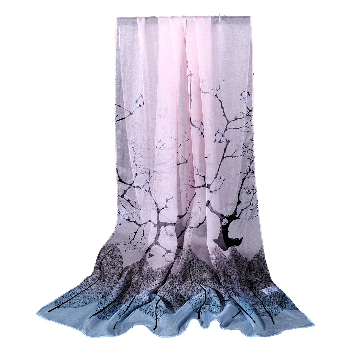 上海故事 春花秋月喷绘真丝长巾 桑蚕丝 丝巾 女款