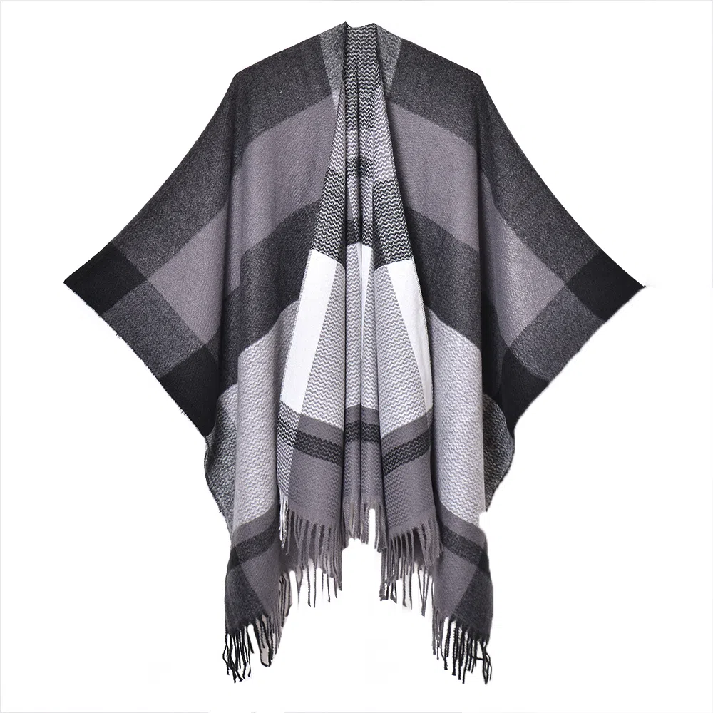 梦特娇 秋冬户外高级流苏波浪纹 披肩 女款