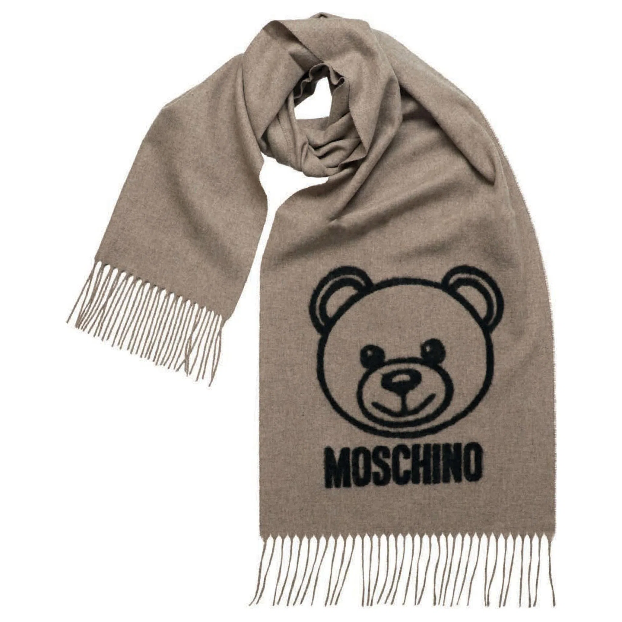 Moschino Merino Wool Scarf Brown