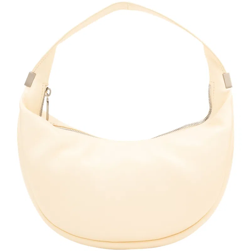 Calvin Klein Pleated Zipper Shoulder Bag Vanilla White