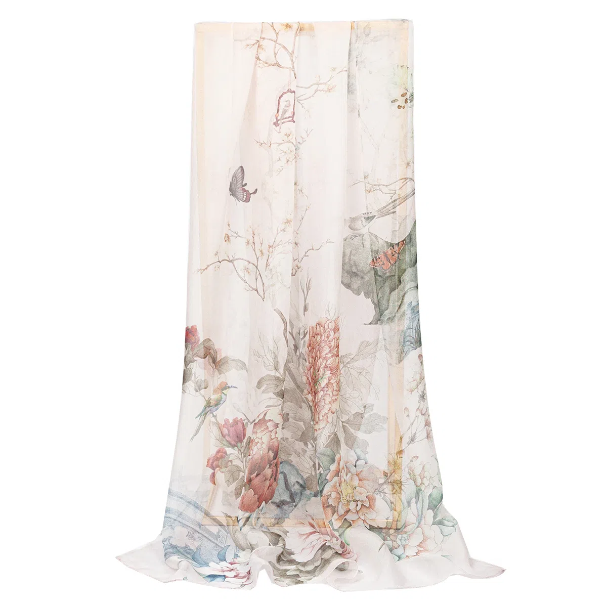 上海故事 春花秋月喷绘真丝长巾 桑蚕丝 丝巾 女款