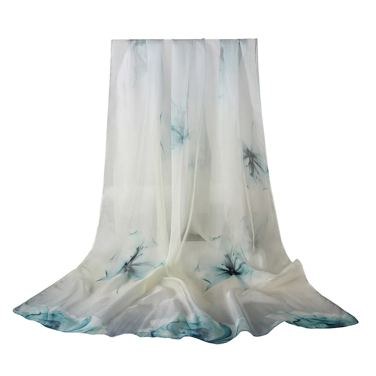 上海故事 春花秋月喷绘真丝长巾 桑蚕丝 丝巾 女款