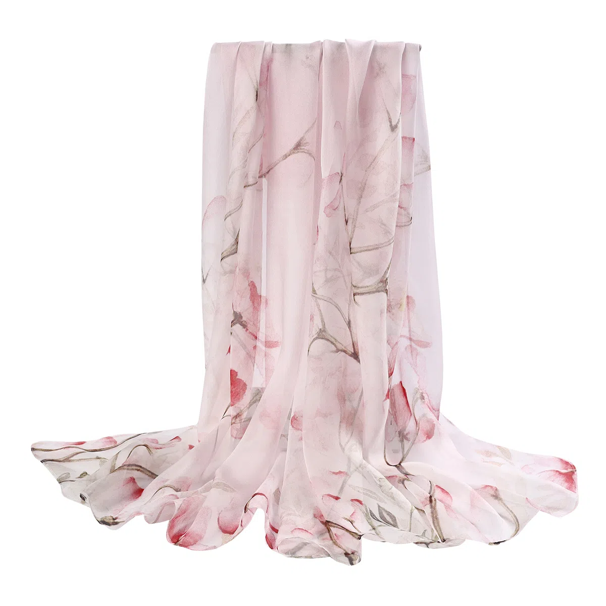 上海故事 春花秋月喷绘真丝长巾 桑蚕丝 丝巾 女款