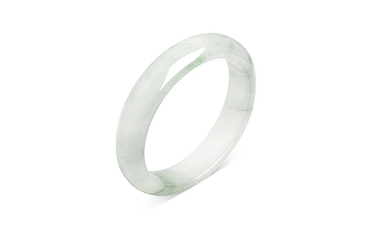 百利金 青山黛贵妃镯 温婉大方简约气质国潮复古新中式汉服旗袍搭配创意设计闭口素圈手饰石英岩手环 天山翠 玉石手镯 女款