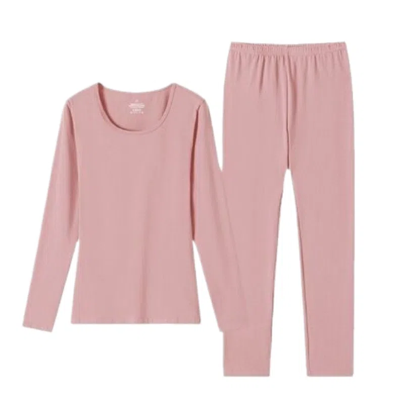 兰缪 圆领纯棉秋衣秋裤舒适透气吸湿排汗抑菌保暖套装 女款