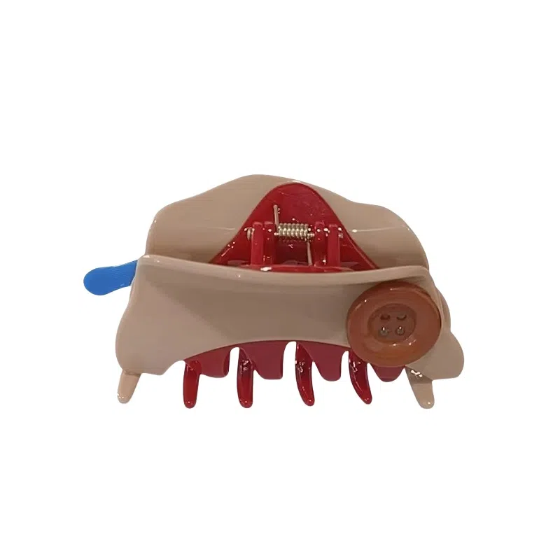 丹琴 可爱设计感纽扣半扎发高端后脑勺 树脂 发夹 女款