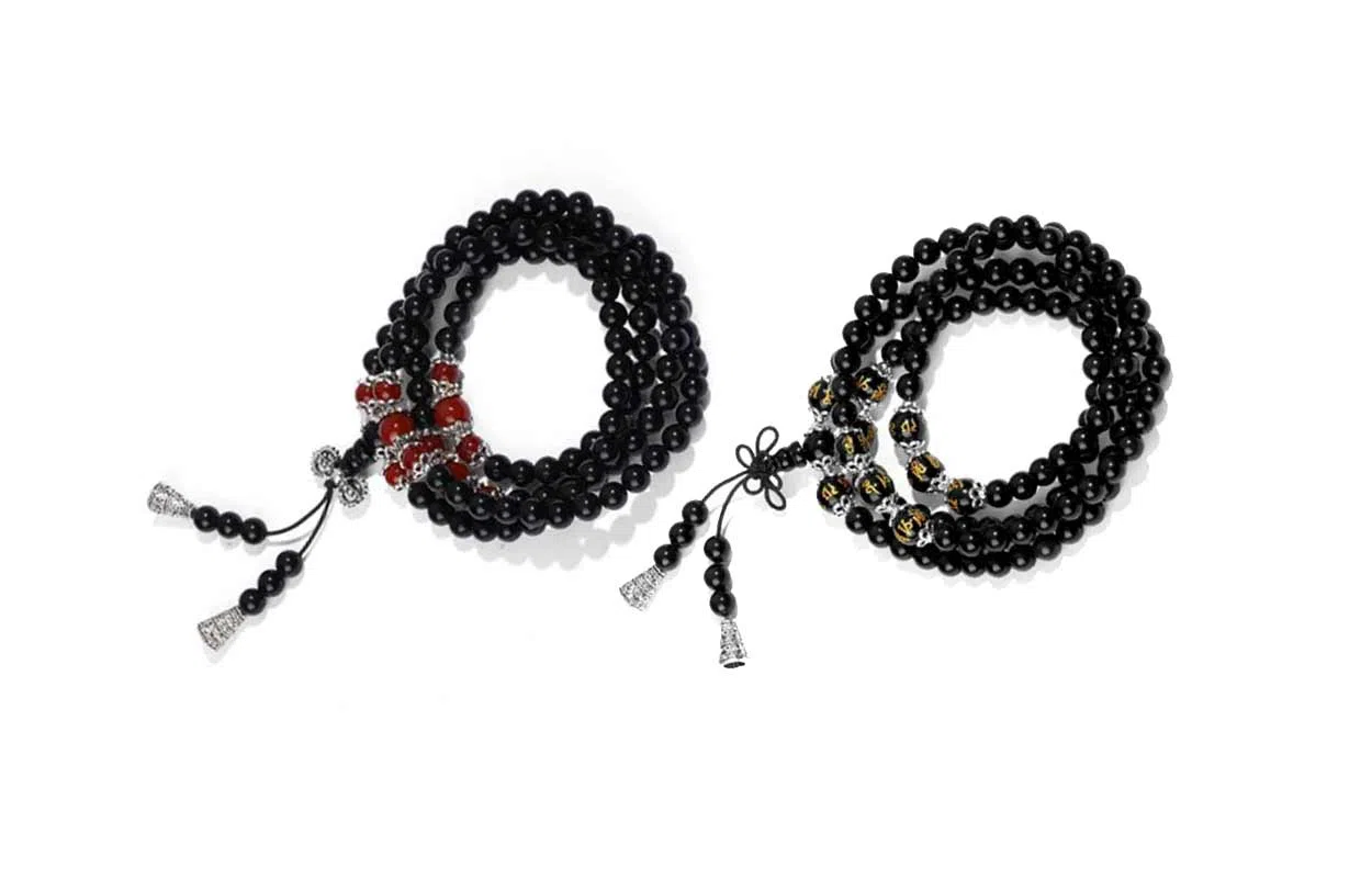 百利金 六字真言 创意设计国潮新中式复古简约精致转运 虎睛石多圈手饰 黑曜石 玉石手串 男女同款情侣款