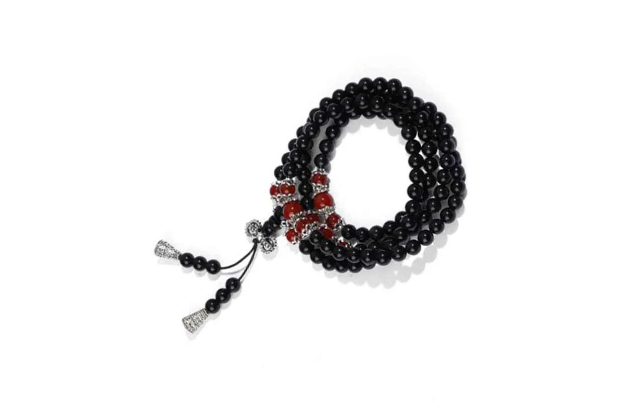 百利金 六字真言 创意设计国潮新中式复古简约精致转运 虎睛石多圈手饰 黑曜石 玉石手串 男女同款情侣款