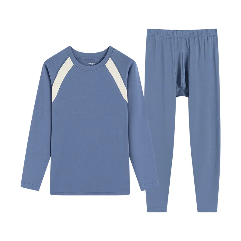 贴身领域 青少年抗菌毛杉薄款长袖秋衣长裤秋裤保暖套装 男款