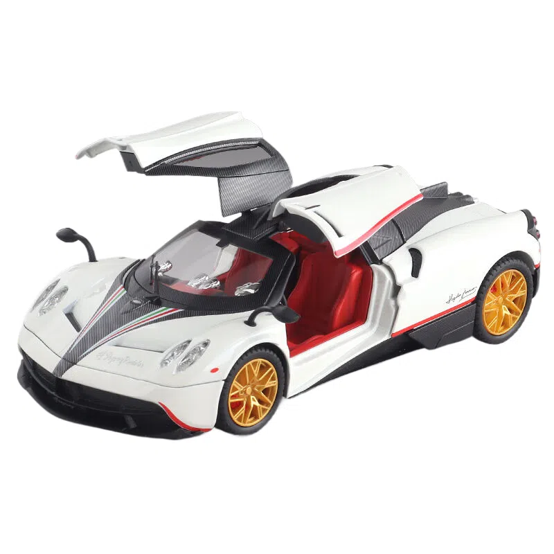 欧洛伊 帕加尼跑车合金车模声光回力转向玩具车金属汽车模 成品模型