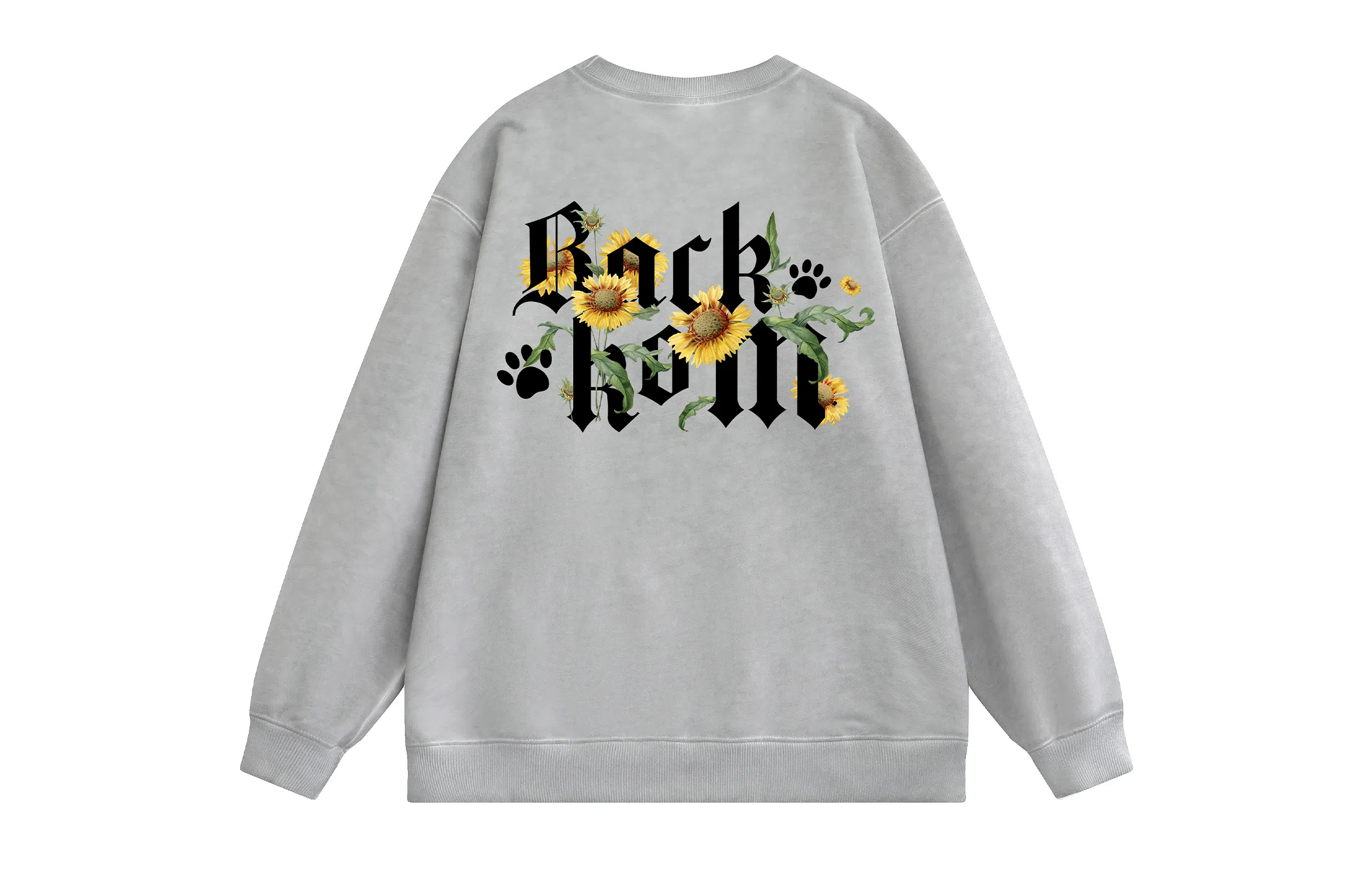 大卫贝肯 美式复古休闲宽松向日葵字母印花宽松百搭纯棉圆领脏脏卫衣 男女同款