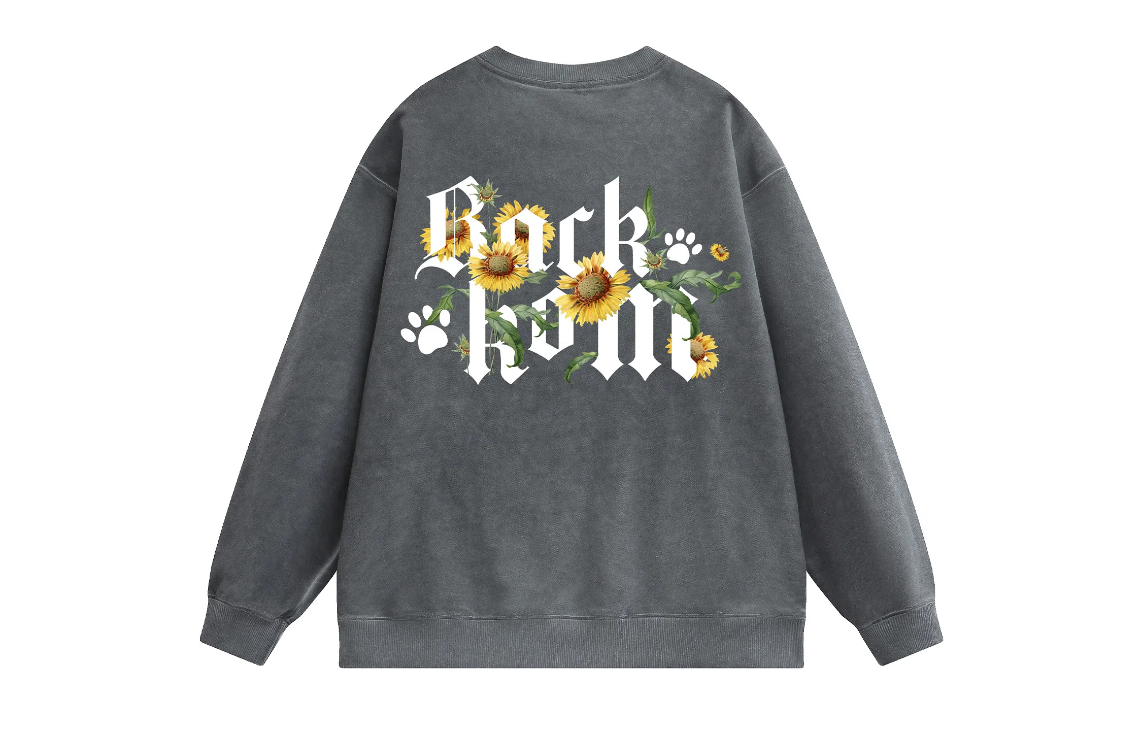 大卫贝肯 美式复古休闲宽松向日葵字母印花宽松百搭纯棉圆领脏脏卫衣 男女同款