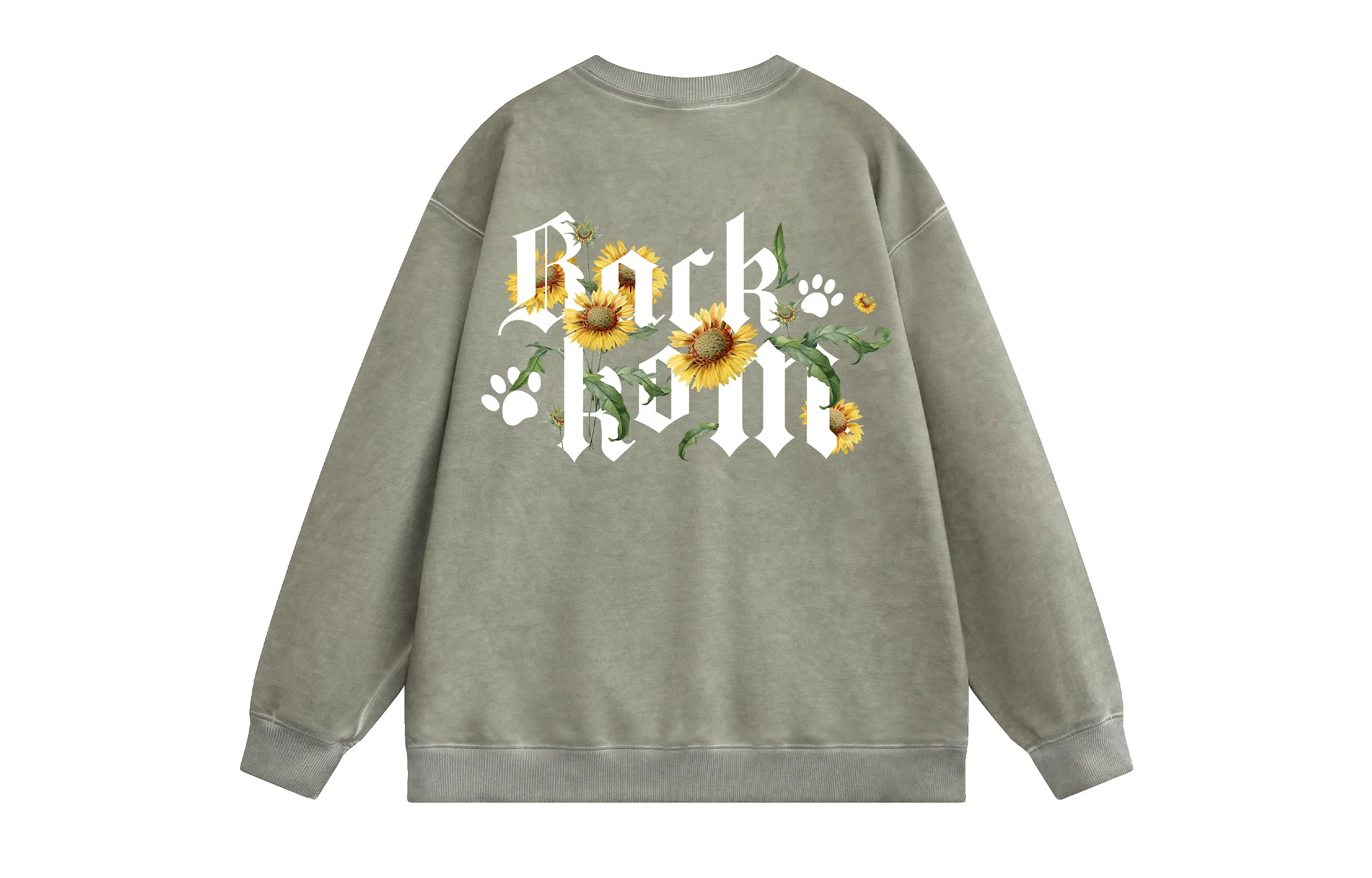 大卫贝肯 美式复古休闲宽松向日葵字母印花宽松百搭纯棉圆领脏脏卫衣 男女同款