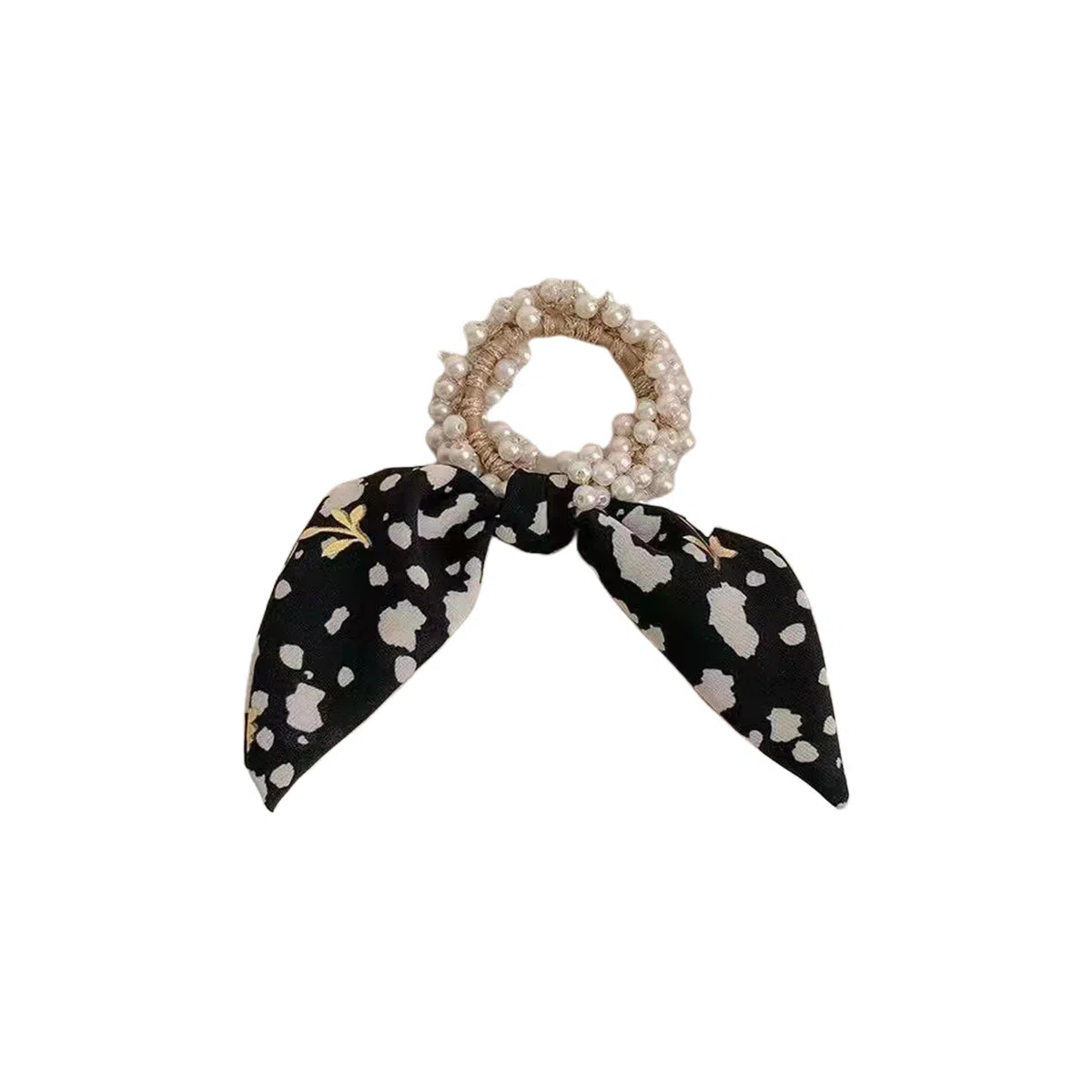 贯古今 碎花飘带蝴蝶结头饰甜美气质珍珠绑发女发带扎头皮筋头绳发饰 布艺 发圈 女款