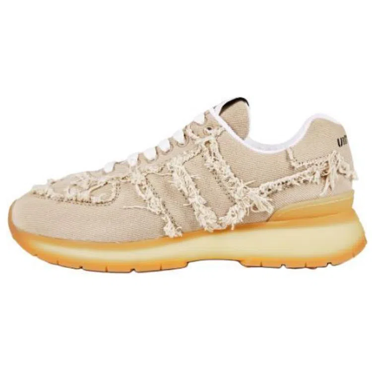 Miu Miu Round Toe Lace-Up Low Sneakers Beige
