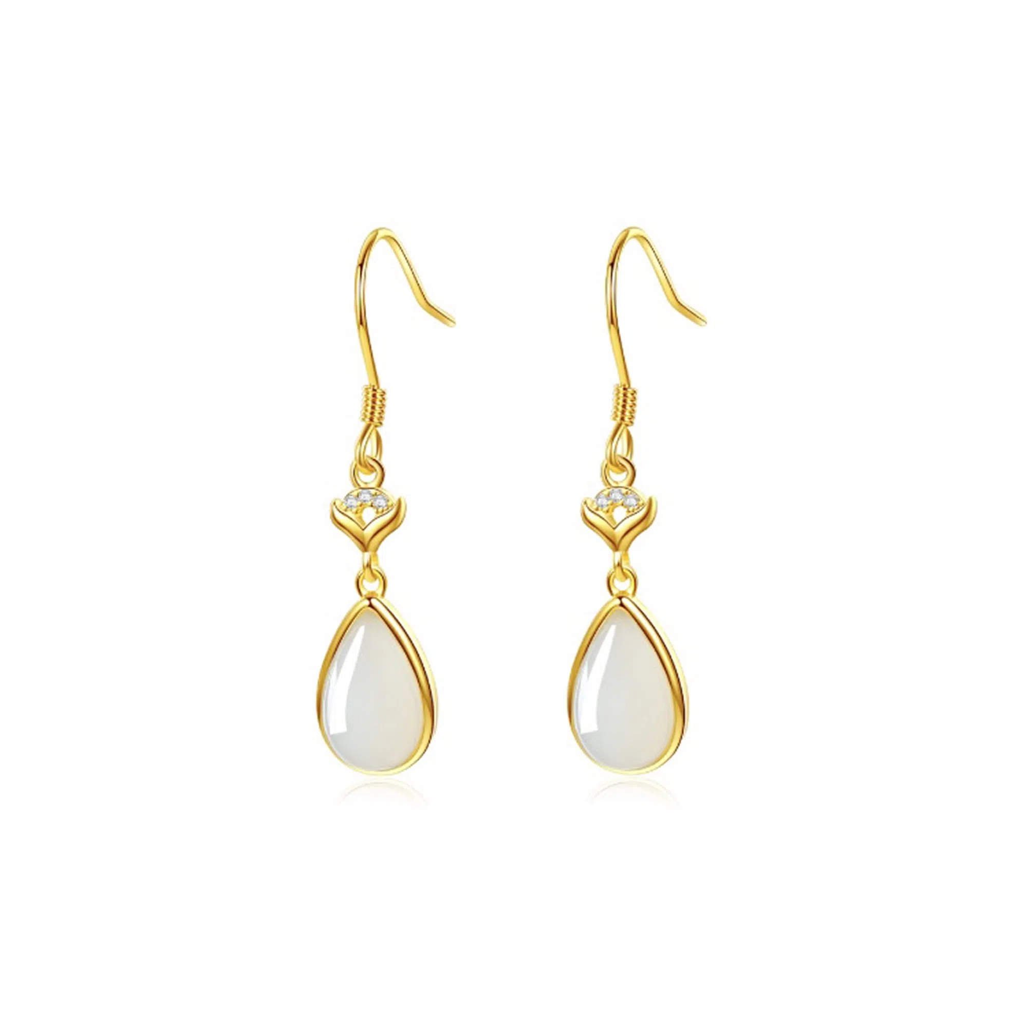 幸囍礼 元宝水滴 清冷感中式 高级极简风耳坠 和田玉耳环 青白玉 男女同款情侣款