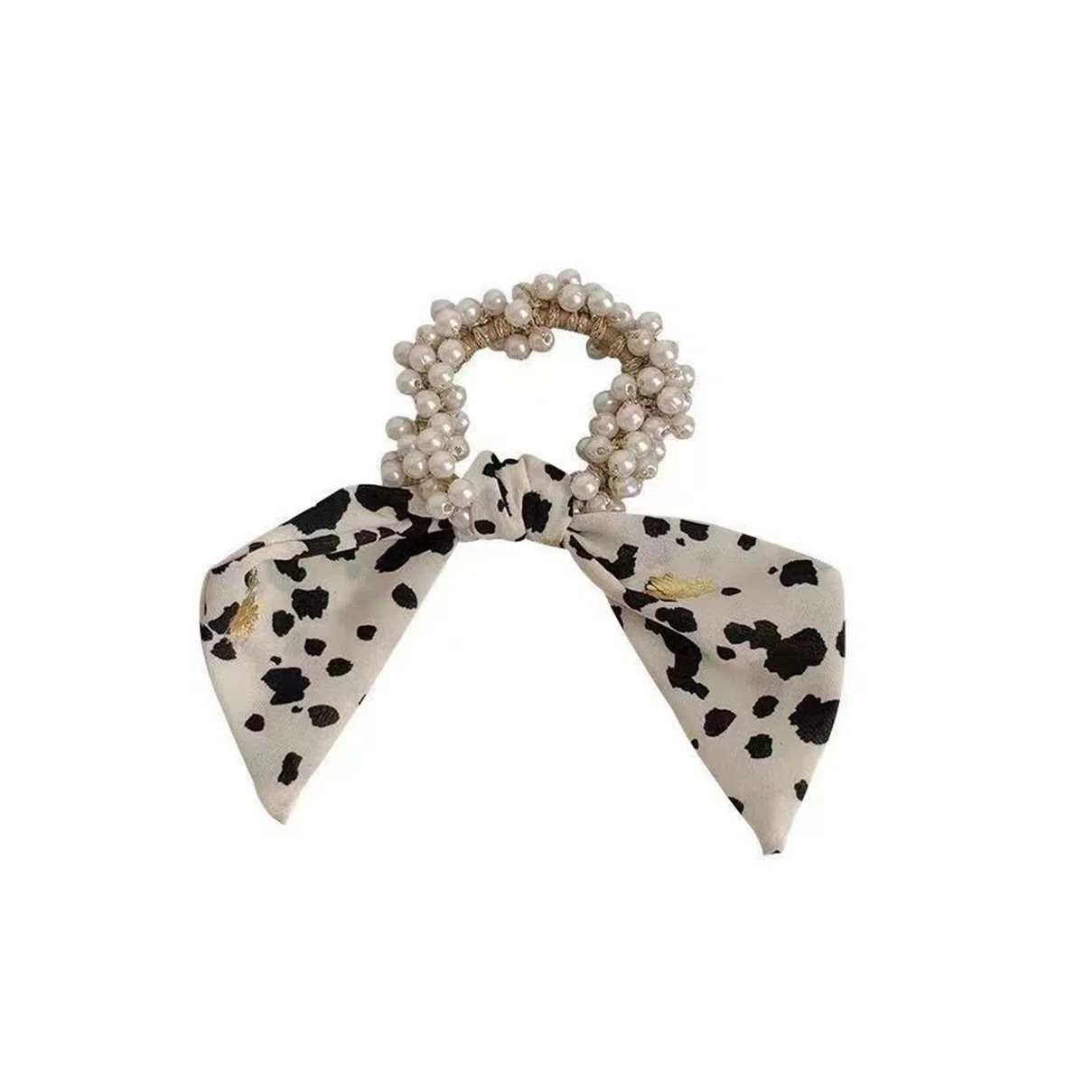 贯古今 碎花飘带蝴蝶结头饰甜美气质珍珠绑发女发带扎头皮筋头绳发饰 布艺 发圈 女款