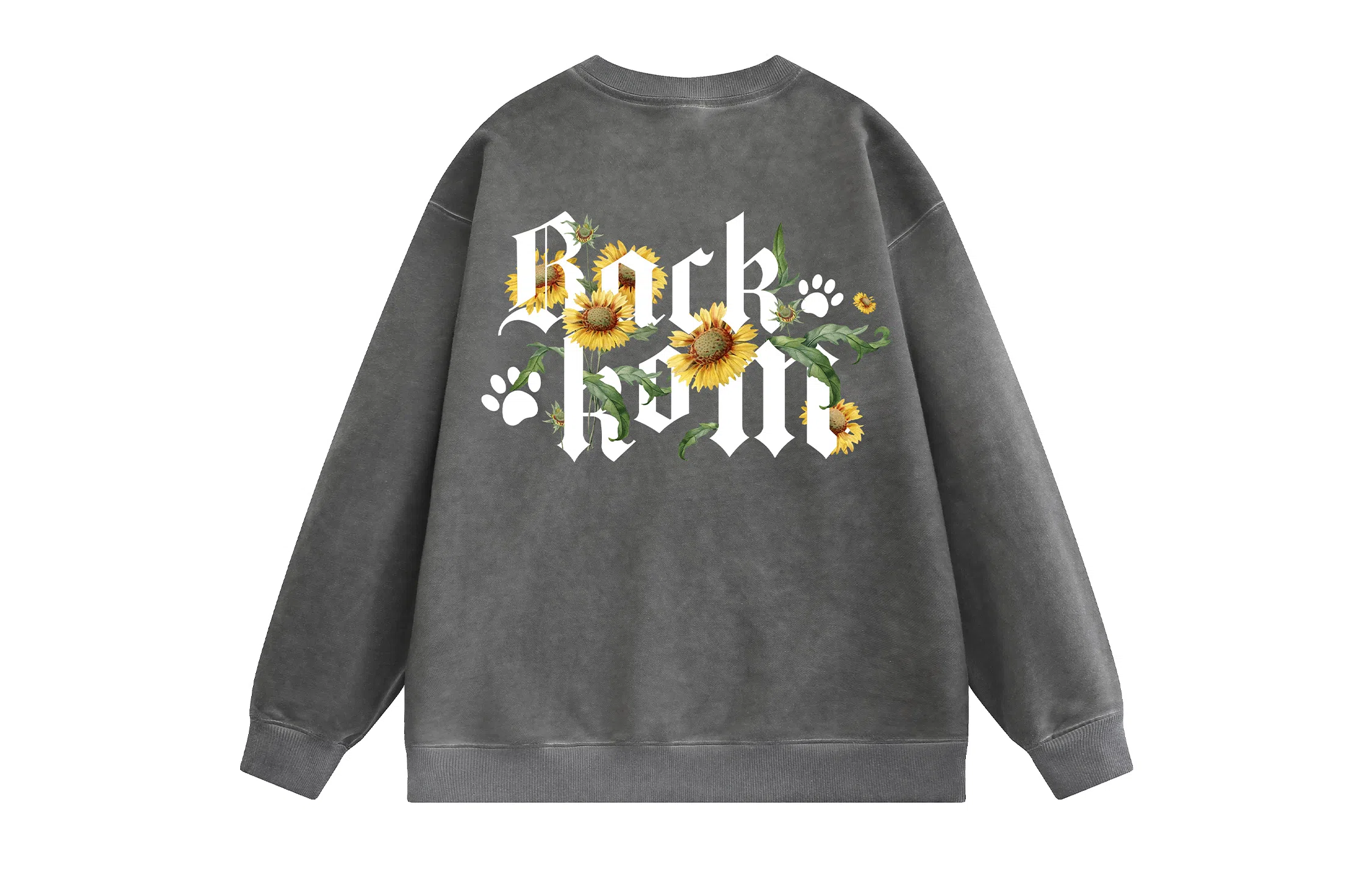 大卫贝肯 美式复古休闲宽松向日葵字母印花宽松百搭纯棉圆领脏脏卫衣 男女同款