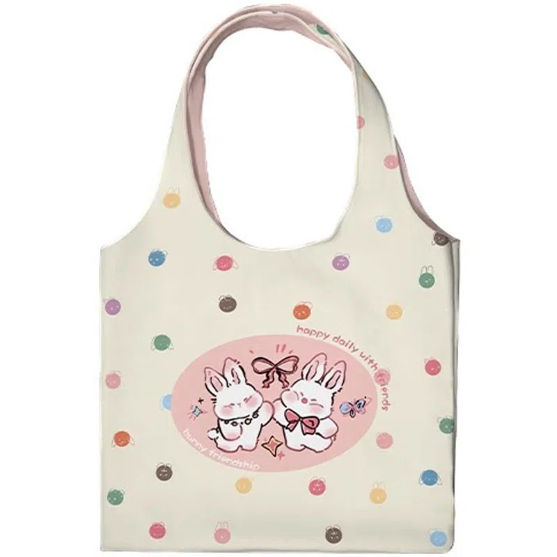 奥松 小众可爱图案设计休闲简约日常通勤时尚百搭 绒面科技布 单肩包 大号 女款 粉色