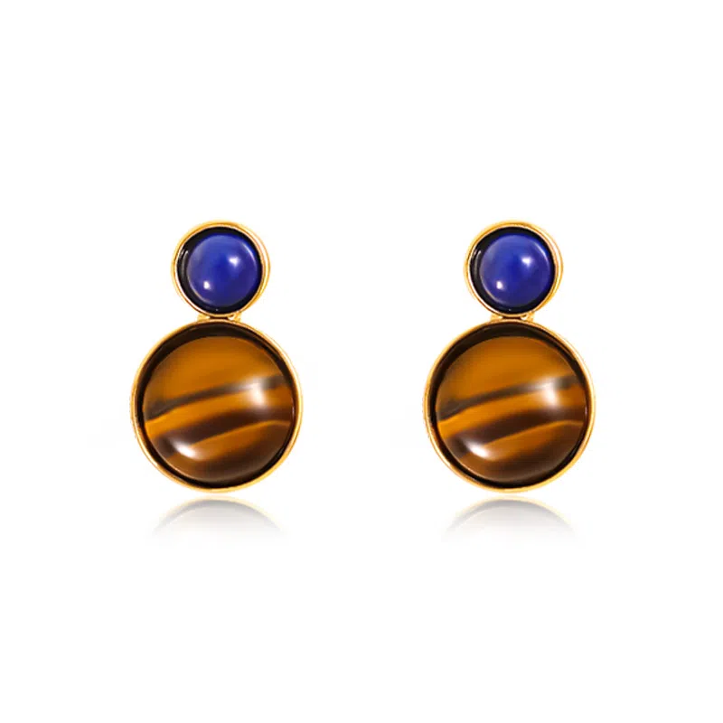 韵系 复古美拉德撞色 铜镀金 耳环 女款