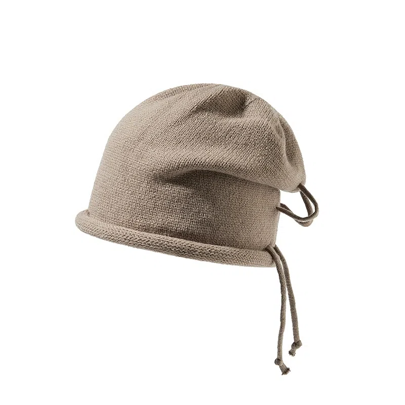 北极绒 显脸小保暖护耳抽绳卷边包头 涤纶 绒线帽 男女同款情侣款