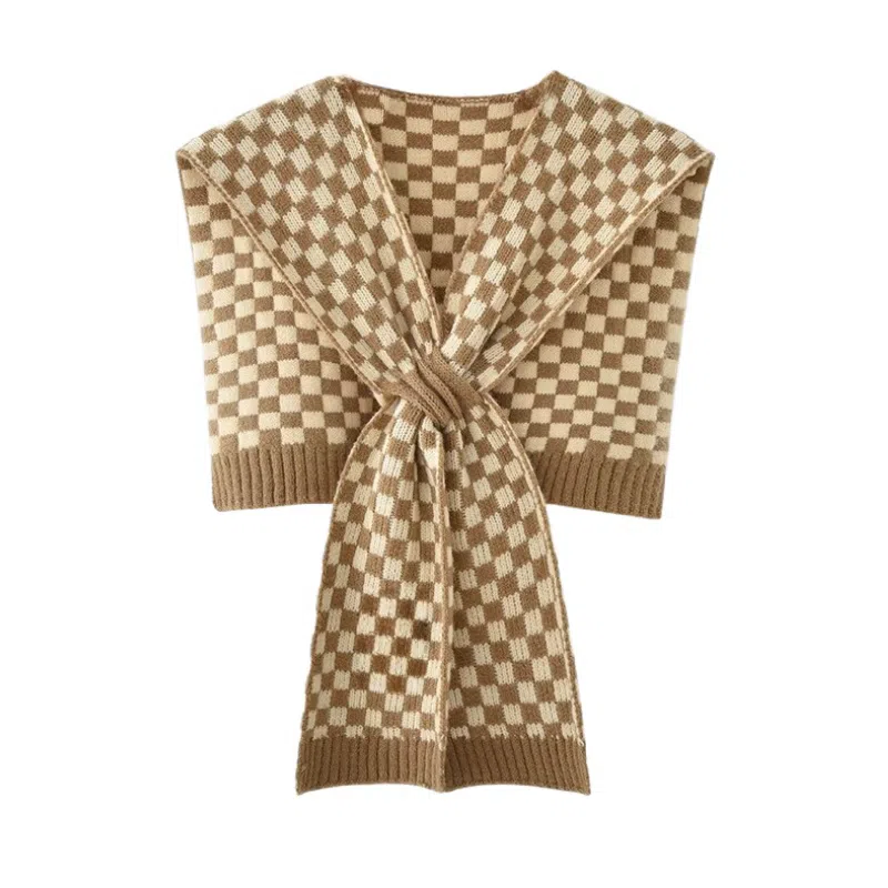 北极绒 高端棋盘格小坎肩保暖装饰 披肩 女款