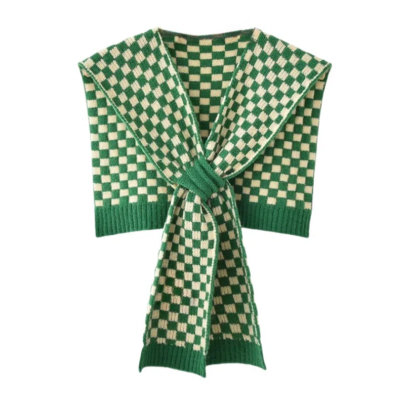 北极绒 高端棋盘格小坎肩保暖装饰 披肩 女款